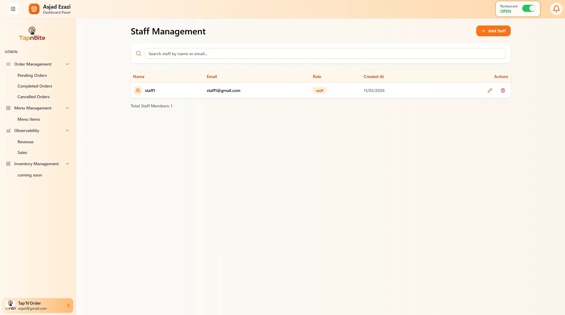 Staff Management